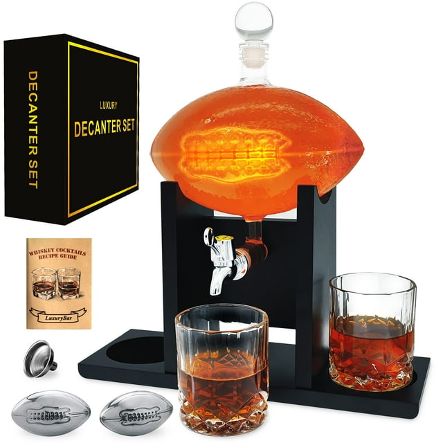 Set decantador de whisky LuxuryBar Football con vasos de 1400 ml