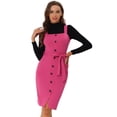 thumbnail image 1 of INSPIRE CHIC Robe Pull pour Femmes Bouton devant Nœud à la Taille Coupe Slim Robe Crayon Fushcia m, 1 of 5