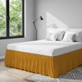 thumbnail image 6 of Mustard Bed Skirt Queen Size 18 Inch Drop, Golden Yellow Color Solid Background Autumnal Rustic Farmhouse Adjustable Elastic Dust Ruffles Bedskirt for Queen Bed Wrap Around Pleated Mattress Cover, 6 of 9