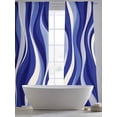 thumbnail image 5 of Blue Moire Sheer Curtains 84 Inch Length 2 Panels Set, Classic Modern Abstract Art Elegant Voile Window Treatment Rod Pocket Curtains Sheers Drapes for Bedroom/Living Room/Kitchen 52"x84"x2, 5 of 7