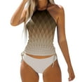 thumbnail image 1 of VJATTWR Bathing Suits Women Tankini My Items Women Swimwear Tankini 2 Piece Normal Swimsuit Backless 2 Piece Printing Adjustable Print Multi Color Padded Strap Bathing Suits Vacation Beach Wear, 1 of 5