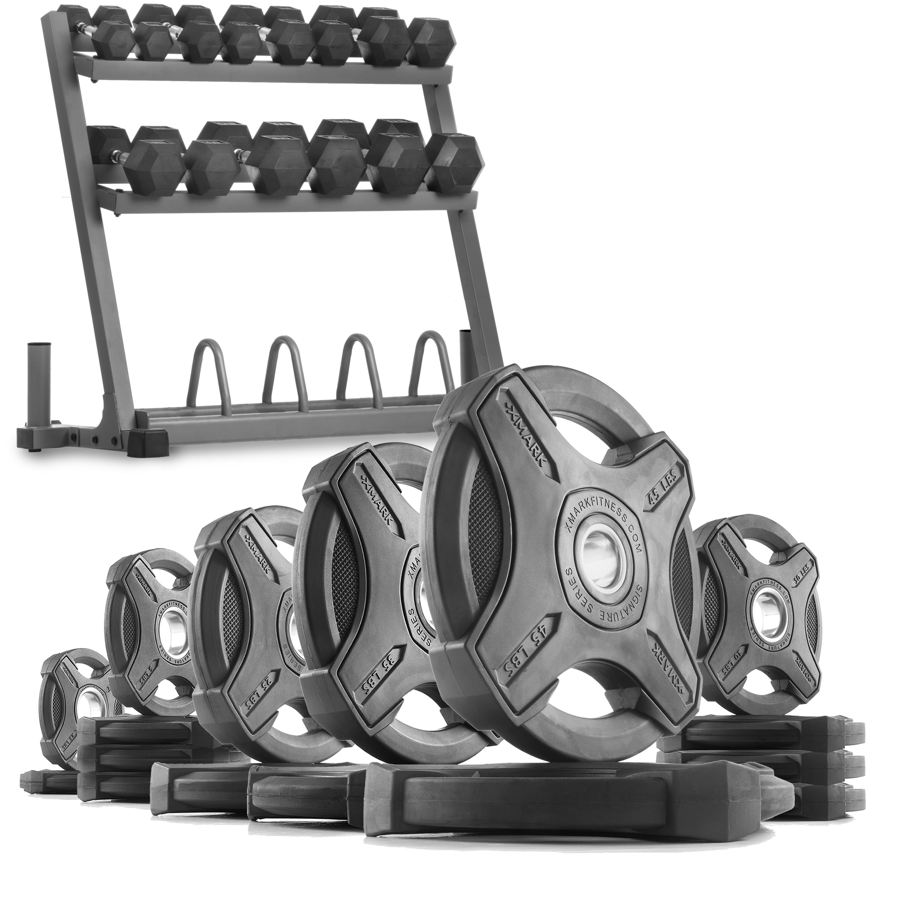 XMark POWERRACK DLX III, AllinOne Dumbbell, Plate and Bar Storage