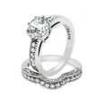 thumbnail image 2 of His and Her Stainless Steel 2.29 Ct Cz Bridal Set and Men's Titanium Wedding Band Women's Size 05 Men's Size 09, 2 of 6