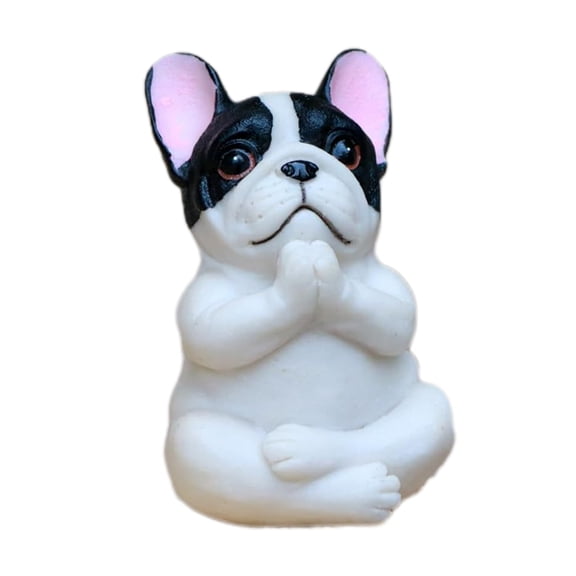 OIUR Yoga Meditation Dog Ornament Sitting Pug Figurine Statue Animal Sculpture Indoor Outdoor Garden Home Office Desktop Decoration