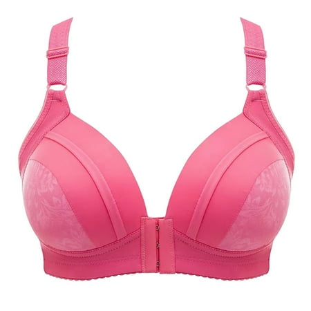 Pink 38 Steel Ring Thin Women Womens Bras Push UpUnderwire Bra Front Button Breathable Womens Bras Comfortable Wide Band Gathers Underwear Comfort Bra
