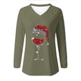 thumbnail image 4 of AherBiu Christmas Tops for Women Long Sleeve V Neck Printed Loose Comfy Basic Layer T Shirts Blouse, 4 of 5