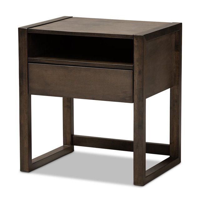 Baxton Studio Contemporary Inicio 1-Drawer Wood Nightstand in Ash Brown