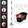 thumbnail image 2 of Spin Mop and Bucket with Wringer Set,360? Mop and Bucket System with 3 Microfiber Mop Refills and 50" Extended Handle for Floor Cleaning (Black), 2 of 6