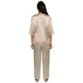 thumbnail image 7 of Women's Summer Satin Pajama Set Short Sleeve V Neck T-shirt with Long Pants 2 Piece Sleepwear Loungewear Pjs Set Soft PJs, S-2XL, 7 of 7