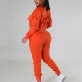 thumbnail image 6 of Elainilye Fashion Womens 2 Piece Outfits Casual Solid Color Workwear Jacket Short Top Leggings Pants Commuting Two-piece Set,Orange, 6 of 9