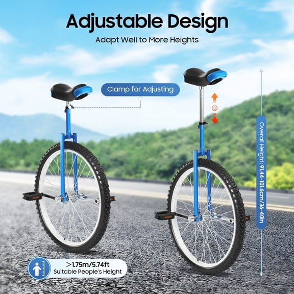 Outdoor Wheel Unicycle, Blue Height Adjustable Unicycle, One Wheel Bike
