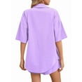 thumbnail image 2 of Women 2 Piece Outfit Summer Short Sleeve Top and Shorts Sweatsuit Set  L, 2 of 7