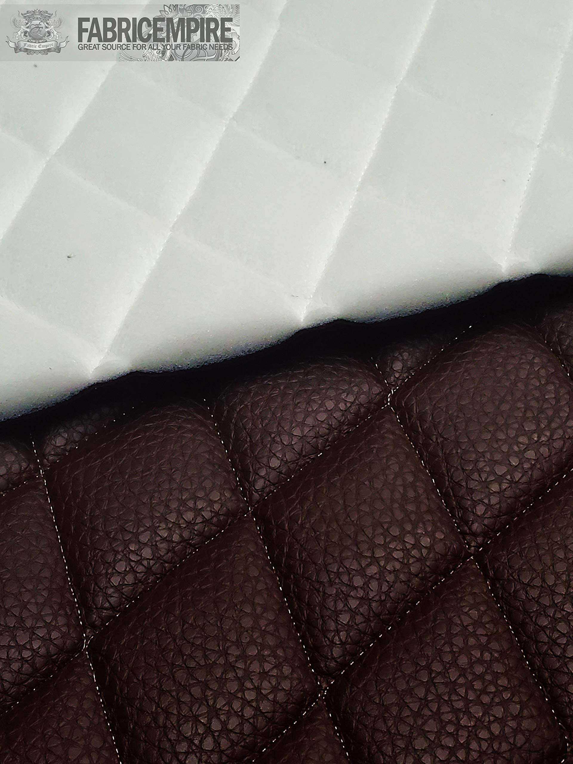 Quilted Vinyl Padded Upholstery Fabric w 3/8" Foam Backing Pebble Grain 2"x3" Diamond /52" Wide/Continuous Yard/ Boat Seats, Jet Ski Seat Covers, Rv Wall Panels, Golf Cart Seat Cushions (Chocolate)