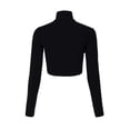thumbnail image 4 of Made by Olivia Women's Solid Long Sleeve Mock Neck Solid Crop Top T Shirt, 4 of 4