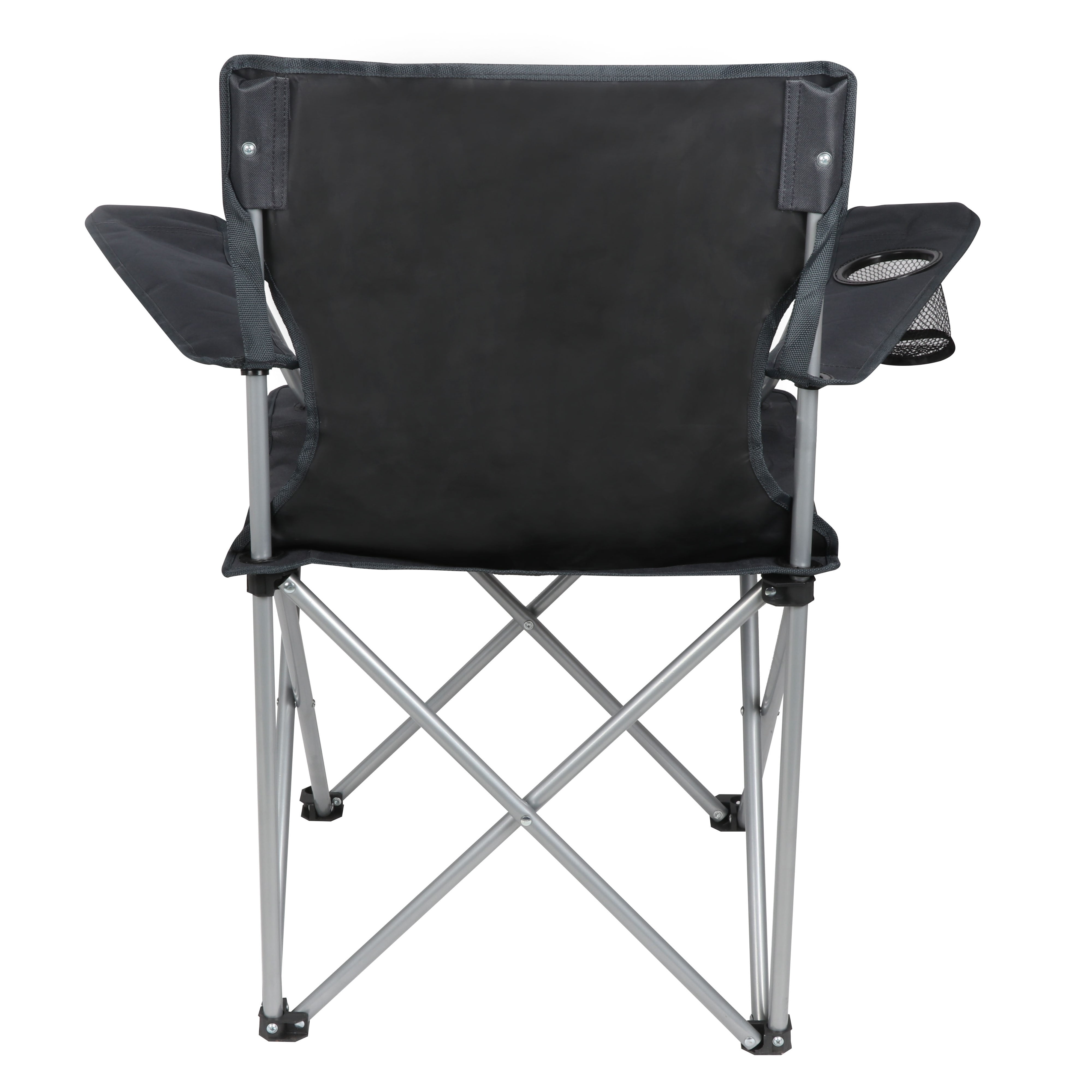 (2 pack) Ozark Trail Quad Folding Camp Chair with Cup Holder, Black