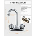 thumbnail image 2 of Commercial Sink Faucet 4 Inch Center Wall Mount Sink Faucet with 3-1/2" Gooseneck Spout 2 Knob Handles Brass Commercial Kitchen Faucet for Utility Laundry Restaurant Bar, 2 of 6