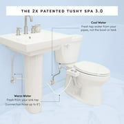 TUSHY Spa Self-Cleaning Warm Water Bidet Attachment, Adjustable Nozzle Angle, Pressure Control, Easy DIY Home Install, Requires Sink Access for Temperature Control, White/Bamboo