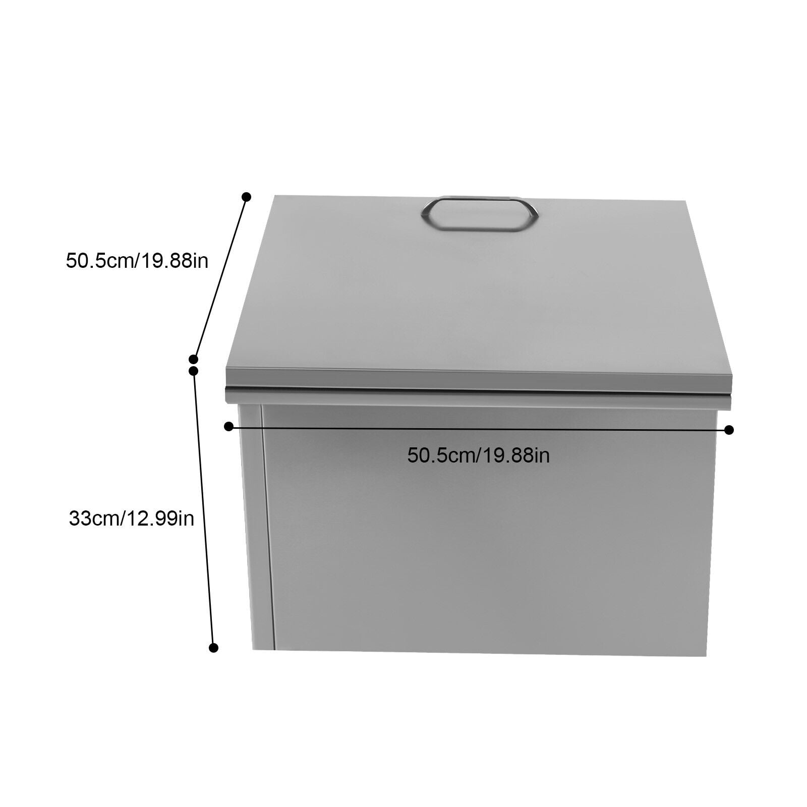 Miumaeov Outdoor/Indoor BBQ Island Stainless Steel Drop-in Ice Chest Cooler Ice Beer Bin with Hinged Cover Wine Cooler