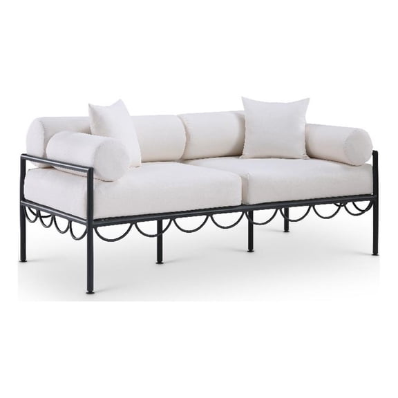 Meridian Furniture Portofino 69.75" Cream Water Resisting Fabric Patio Loveseat