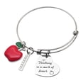 thumbnail image 2 of Fiudx Pulsera Elástica de Acero Inoxidable, Diseño Único, Decoración de Joyería, Frase de Agradecimiento Al Maestro, Regalo para El Día Del Maestro, Graduación de Fin de Curso, para Mujeres, Hombres,, 2 of 4