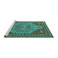 thumbnail image 2 of Ahgly Company Machine Washable Indoor Rectangle Oriental Turquoise Blue Industrial Area Rugs, 4' x 6', 2 of 4