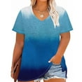 thumbnail image 4 of Ashirexll Shirts for Women, Womens Short Sleeve Tops, Plus Size V-Neck Short Sleeve Gradient Color Summer T-shirts, 4 of 5