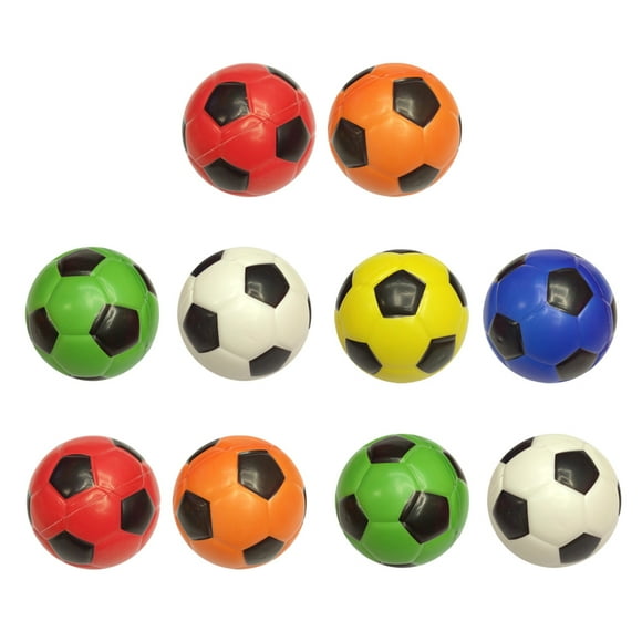 KAKOWELY 10 pelotas de fútbol de imitación de colores de 6,3 cm para apretar, juguetes de descompresión, pelotas de Roy para aliviar la presión, colores aleatorios.