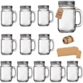 thumbnail image 1 of Vasos Mason Jar TANGLONG de vidrio de 16 onzas con asa y tapa, paquete de 12, 1 of 7