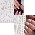 10 Sheets Gold Line Nail Art Stickers Decals French VShaped Sparkly