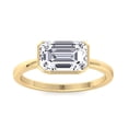 thumbnail image 2 of Orca - Bezel Set Moissanite Emerald Cut Lab-Diamond Engagement Ring East to West, 2 of 5