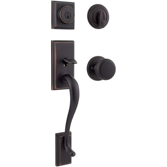 Kwikset Hawthorne Single Cylinder Handleset w/Juno Knob featuring SmartKey in Venetian Bronze