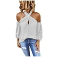 thumbnail image 1 of Pompotops Chemise à Manches Longues Unie Sans Dos pour Femmes, Mode, Décontractée, Sans Bretelles, Hauts pour Femmes en Solde, 1 of 6