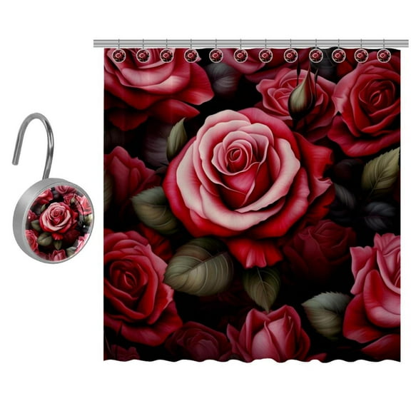 Shower Curtain Set - Shower Curtains for Bathroom, Bath Curtain Set with Stainless Steel Hooks