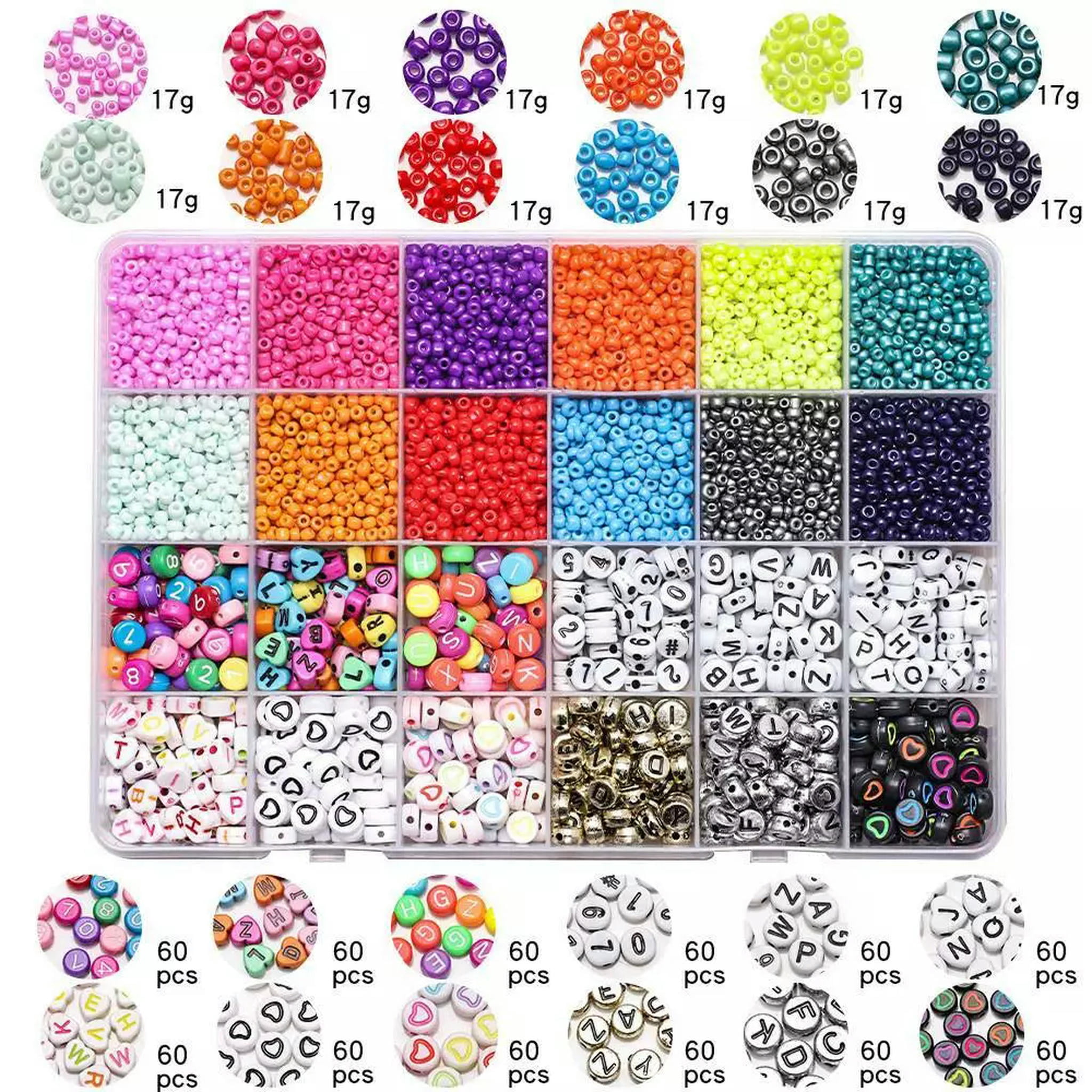 U8MO 1Box 4mm Glass Spacer Beads lot 6mm Plastic Letter Beads Kit for Jewelry Making