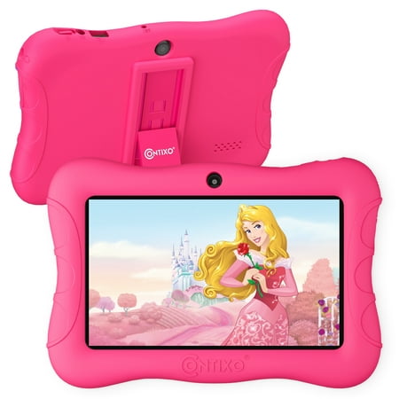 Contixo Kids Tablet with over $150 value of pre-installed Teacher Approved Apps, Android, 7", 32GB Storage, Learning Tablet with Parental Control, Kid-Proof Protective Case, age 3-8, V9-3-32-Pink