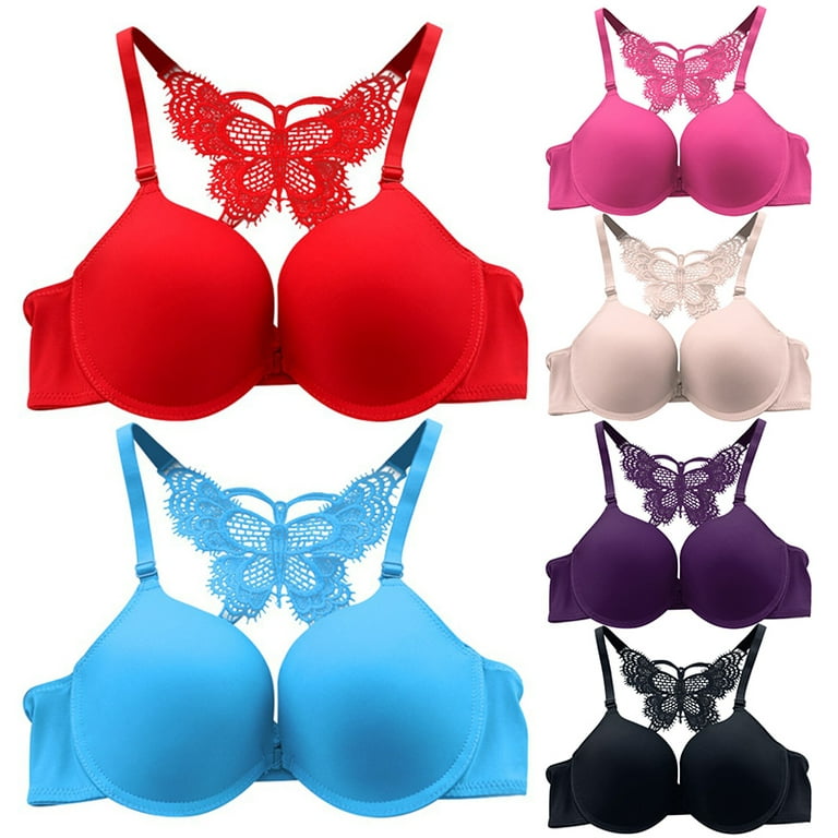 Women bra Sexy Front Closure Push Up Solid Bras Y-Line-Straps Lace  Butterfly Bra