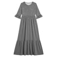 thumbnail image 4 of Atogsazn Girl's Summer Maxi Drss Kids Casual Ruffle Short Sleeve Dresses Flowy Party Tiered Sundress Gray 11-12 Years Fashion, 4 of 7