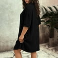 thumbnail image 5 of Twczz Womens Plus Size Cotton Shirt Dresses- Casual Short Sleeve Pleated Button Up Midi Work Dresses Black Size 4XL, 5 of 8