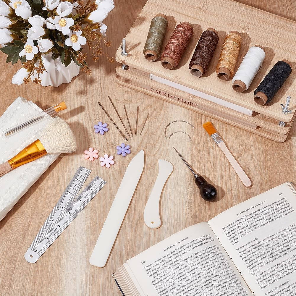1 Set Book Binding Kits Books Binding Materials Bookbinding Supplies Book Repair Kit with Bone Folder Awl Needles was Thread