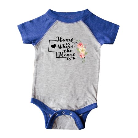 

Inktastic Nebraska Home is Where the Heart is with Watercolor Floral Gift Baby Boy or Baby Girl Bodysuit