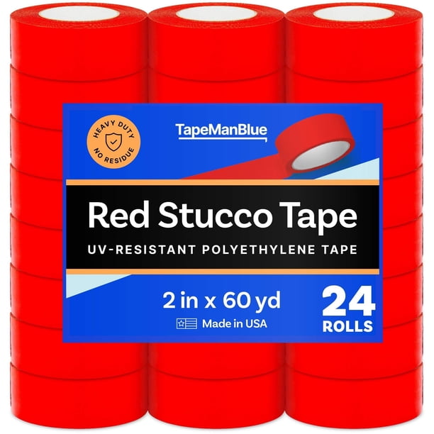 Cinta adhesiva de polietileno resistente a los rayos UV, color azul y rojo, 2 pulgadas x 55 m