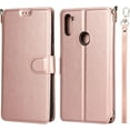 thumbnail image 6 of Wallet Case for Samsung Galaxy A11 with Card Holder Slots,Kickstand Phone Cover Premium Leather Magnetic Closure Slim Flip Shockproof Wrist Strap Case for Samsung Galaxy A11 6.4",Rosegold, 6 of 14