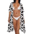 thumbnail image 4 of FKELYI Black Cow Print Womens Bikini Cover Up for Summer Open Front Cardigan Beach Cover Ups Comfy Beach Kimono Beachwear Ladies Cruise Outfits Resort Wear, 4 of 6