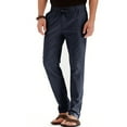 thumbnail image 3 of MAWCLOS Mens Summer Straight Leg Pants Elastic Waist Jogger Bottoms Drawstring Casual Yoga Trousers Loungewear Navy Blue M, 3 of 4