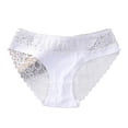 thumbnail image 2 of opolski Women Sexy Briefs See-through Lace Stitching Seamless Panties Mid-rise Solid Color Female Transparent Pantie, 2 of 8