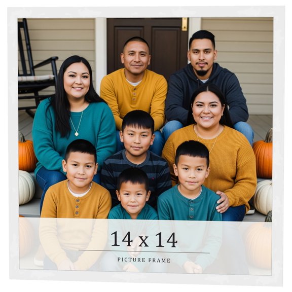 14x14 Frame White Real Wood Picture Frame Width 0.75 inches | Interior Frame Depth 0.5 inches |