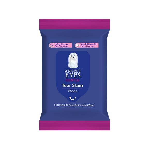 Angels’ Eyes Face, Eye & Paw Cleansing & Tear Stain Wipe, Large 4”x7” Hypoallergenic Dog & Cat Wipes, Reduce Tear Stains, Dirt, and Discharge, Fragrance Free, 40 Count