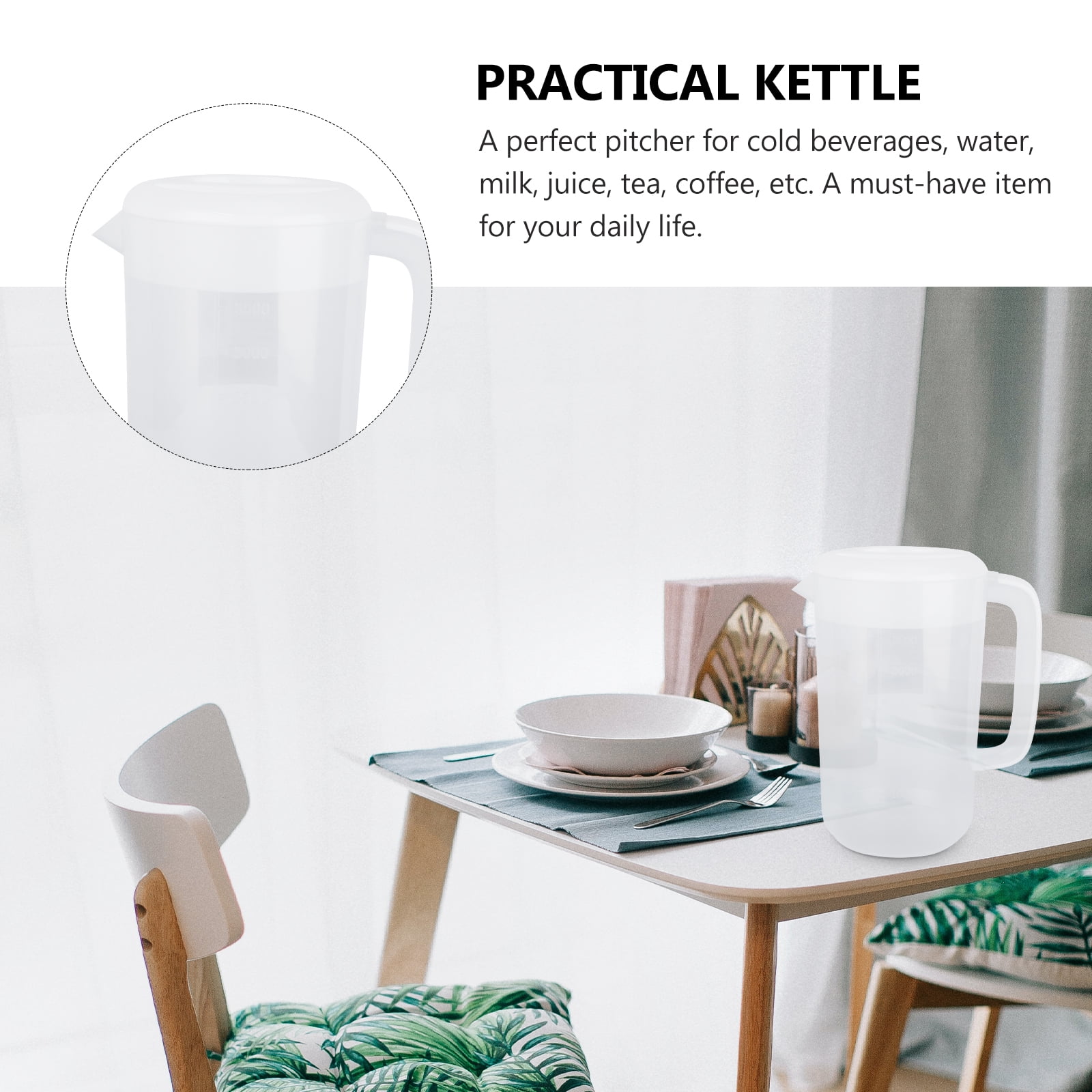 PENIKOKO Large Capacity Transparent Plastic Water Pitcher with Lid for Home, Kitchen, Office Use - and