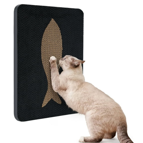 Ownpets Wall Mounted Cat Scratcher Vertical Cat Scratch Pad Cute Furniture Protector for Wall Glass Wood Tile Black