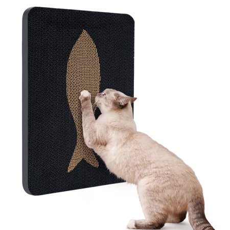 Ownpets Wall Mounted Cat Scratcher Vertical Cat Scratch Pad Cute Furniture Protector for Wall Glass Wood Tile Black